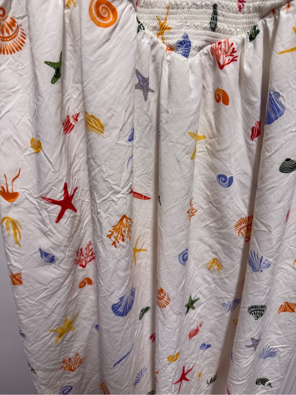 XL White Patterned Maxi Dress. Ocean/Sea Themed Print - Picture 3 of 5